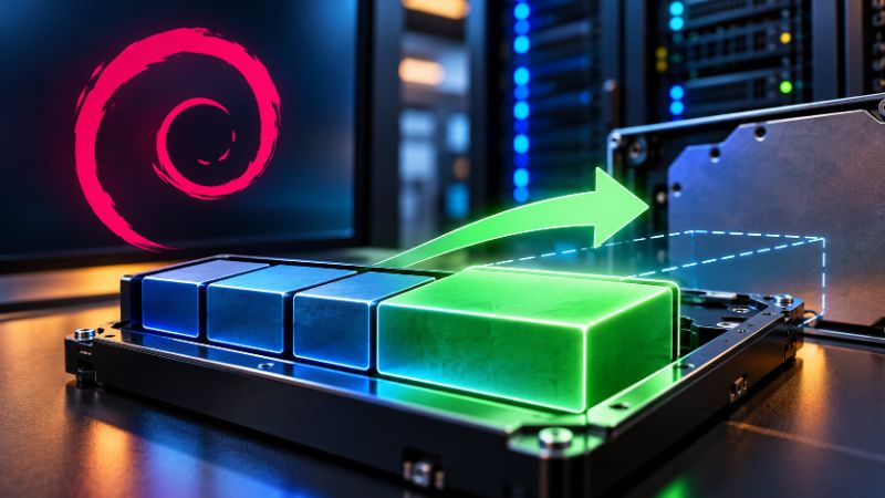 Debian: Partition einer virtuellen Festplatte im laufenden Betrieb vergrößern