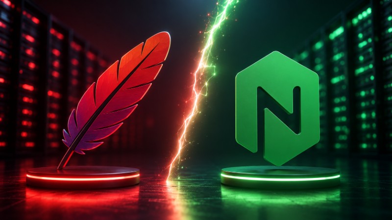 Grafik: Apache vs. Nginx – Der große Webserver-Vergleich 2026